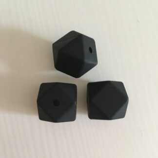Silicone kraal: Hexagon zwart - 16mm
